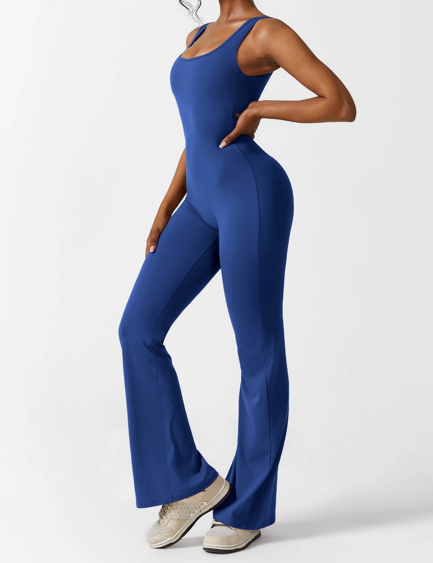 V-Back Flared Jumpsuit